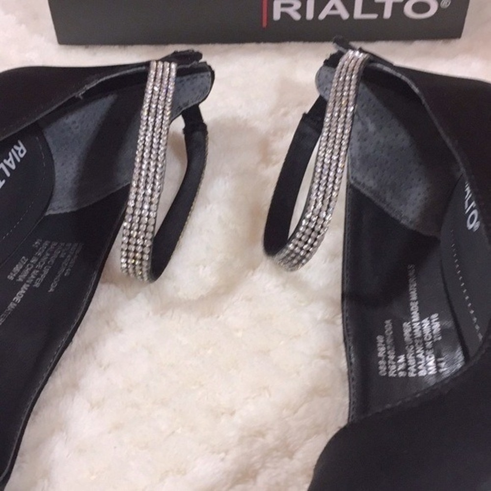 New in Box Rialto Rhodo Black/Satin Crystal‎ Accent Evening Heels Women Size 8.5 - Picture 5 of 8